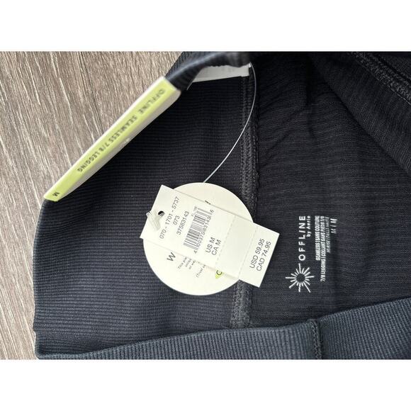 NWT Offline By Aerie Seemless 7/8 Legging Ribbed Cable-Knit Black Size M - Picture 3 of 7